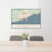 24x36 Grand Marais Minnesota Map Print Landscape Orientation in Woodblock Style Behind 2 Chairs Table and Potted Plant