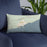 Custom Grand Marais Minnesota Map Throw Pillow in Woodblock on Blue Colored Chair
