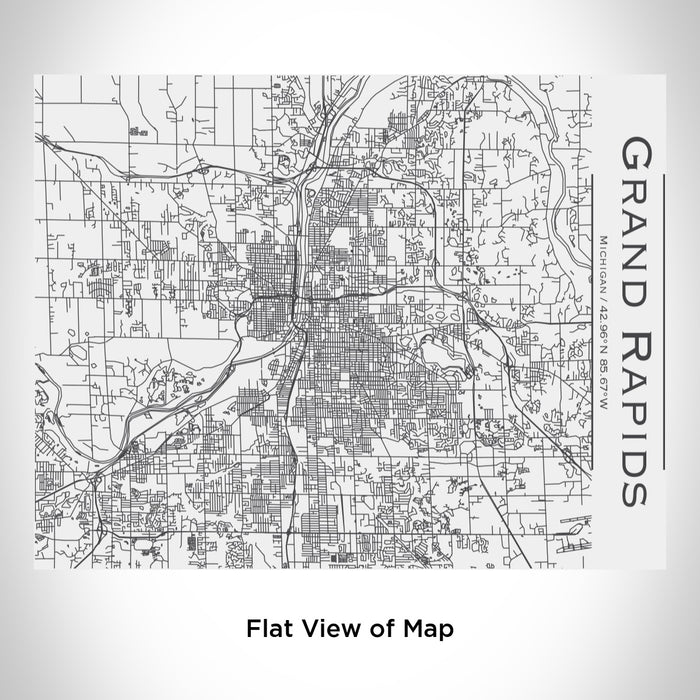 Rendered View of Grand Rapids Michigan Map Engraving on 20oz Stainless Steel Insulated Bottle with Bamboo Top in White