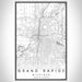 Grand Rapids Michigan Map Print Portrait Orientation in Classic Style With Shaded Background