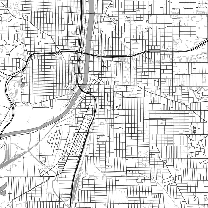 Grand Rapids Michigan Map Print in Classic Style Zoomed In Close Up Showing Details