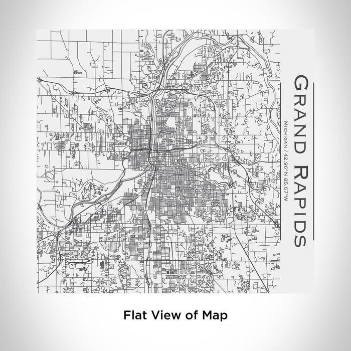 Rendered View of Grand Rapids Michigan Map Engraving on 17oz Stainless Steel Insulated Tumbler in White