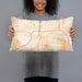 Person holding 20x12 Custom Grand Rapids Michigan Map Throw Pillow in Watercolor