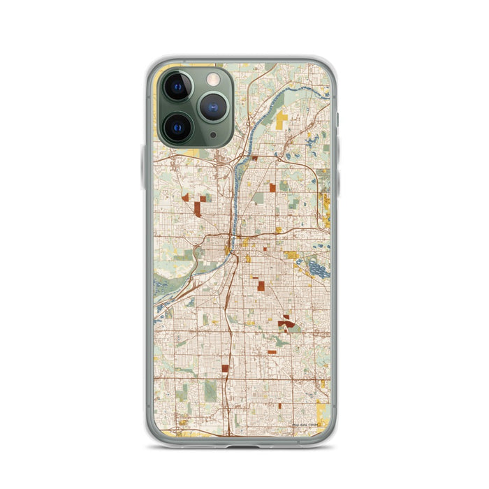 Custom Grand Rapids Michigan Map Phone Case in Woodblock