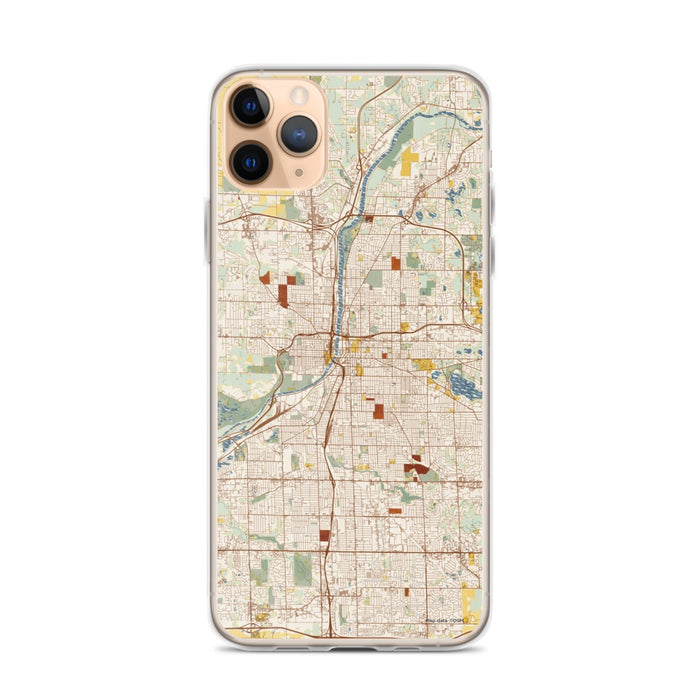 Custom Grand Rapids Michigan Map Phone Case in Woodblock