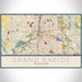 Grand Rapids Michigan Map Print Landscape Orientation in Woodblock Style With Shaded Background