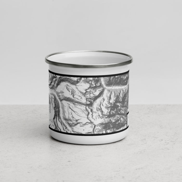 Front View Custom Grand Teton National Park Map Enamel Mug in Classic