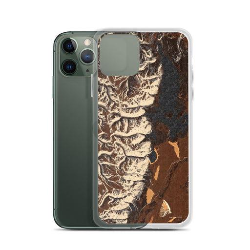 Custom Grand Teton National Park Map Phone Case in Ember on Table with Laptop and Plant