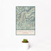 12x18 Granite Peak Montana Map Print Portrait Orientation in Woodblock Style With Small Cactus Plant in White Planter