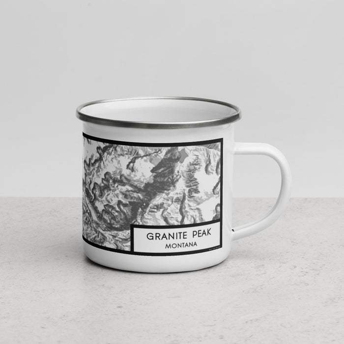 Right View Custom Granite Peak Montana Map Enamel Mug in Classic