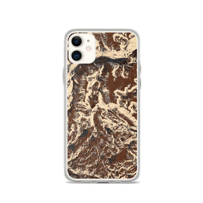 Custom iPhone 11 Granite Peak Montana Map Phone Case in Ember