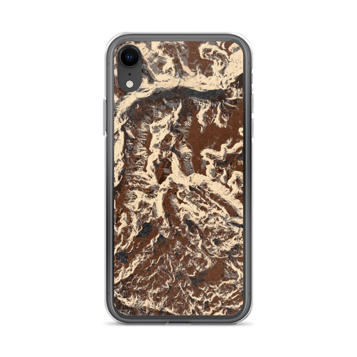 Custom iPhone XR Granite Peak Montana Map Phone Case in Ember