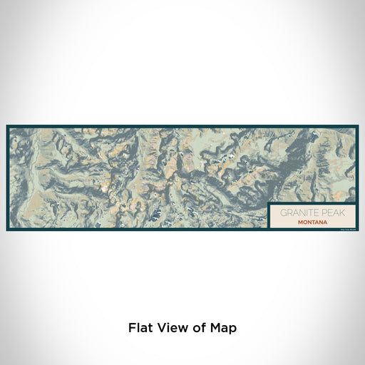 Flat View of Map Custom Granite Peak Montana Map Enamel Mug in Woodblock