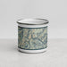 Front View Custom Granite Peak Montana Map Enamel Mug in Woodblock
