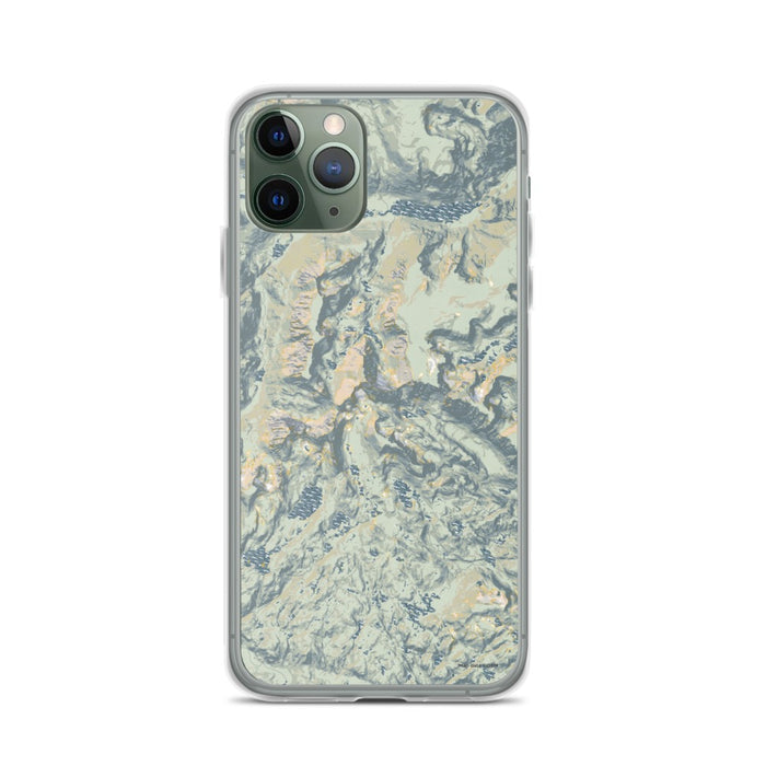 Custom iPhone 11 Pro Granite Peak Montana Map Phone Case in Woodblock