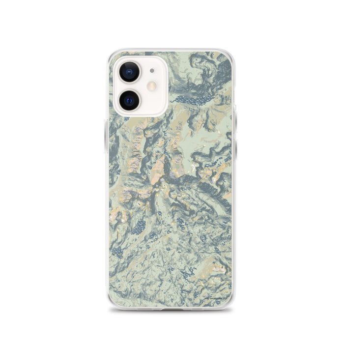 Custom iPhone 12 Granite Peak Montana Map Phone Case in Woodblock