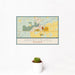 12x18 Grantsburg Wisconsin Map Print Landscape Orientation in Woodblock Style With Small Cactus Plant in White Planter