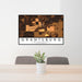 24x36 Grantsburg Wisconsin Map Print Lanscape Orientation in Ember Style Behind 2 Chairs Table and Potted Plant