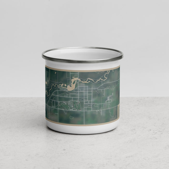 Front View Custom Grantsburg Wisconsin Map Enamel Mug in Afternoon