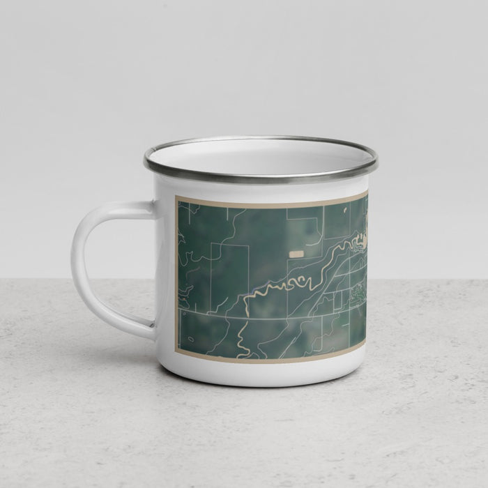 Left View Custom Grantsburg Wisconsin Map Enamel Mug in Afternoon