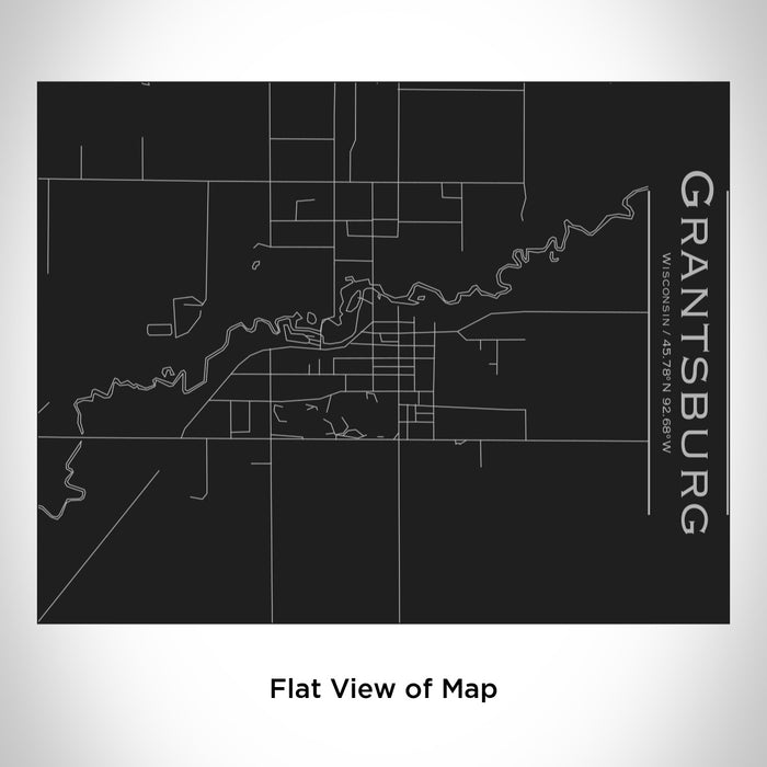 Rendered View of Grantsburg Wisconsin Map Engraving on 20oz Stainless Steel Insulated Bottle with Bamboo Top in Black