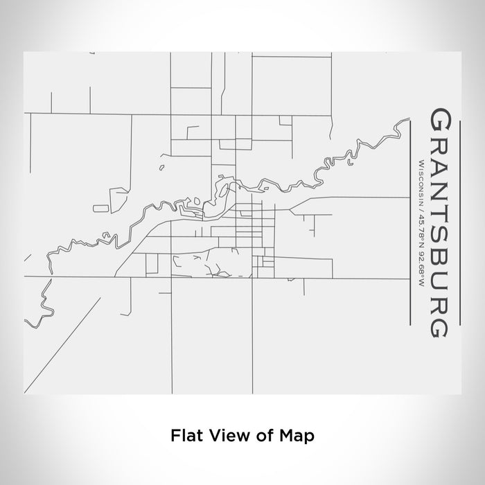 Rendered View of Grantsburg Wisconsin Map Engraving on 20oz Stainless Steel Insulated Bottle with Bamboo Top in White