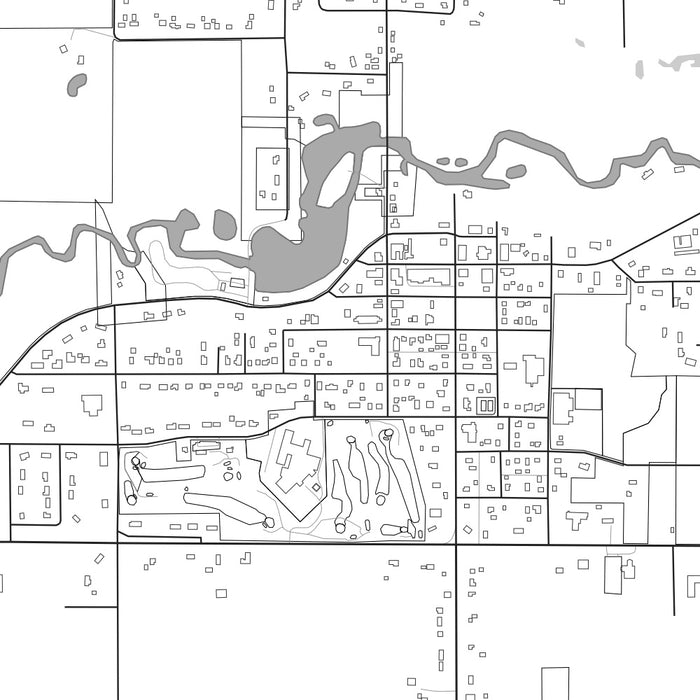 Grantsburg Wisconsin Map Print in Classic Style Zoomed In Close Up Showing Details