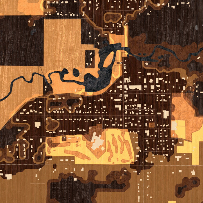 Grantsburg Wisconsin Map Print in Ember Style Zoomed In Close Up Showing Details