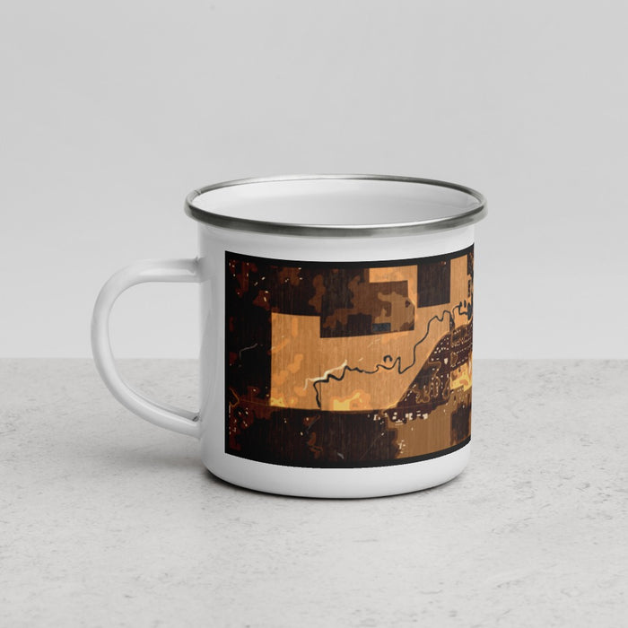 Left View Custom Grantsburg Wisconsin Map Enamel Mug in Ember