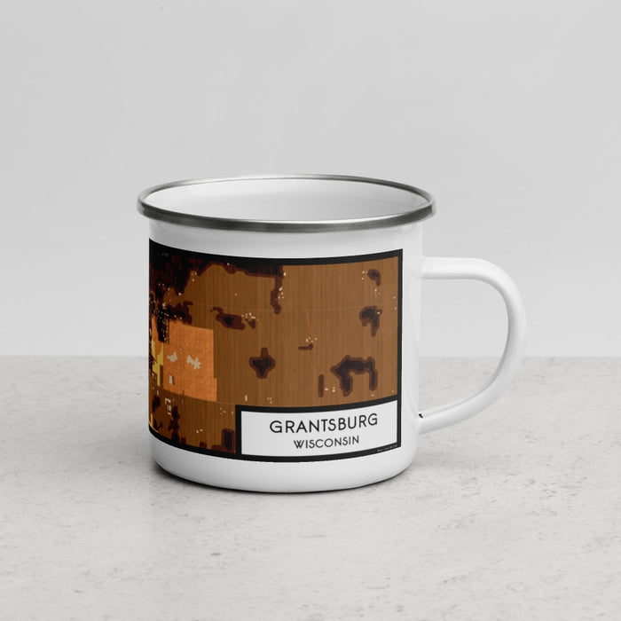 Right View Custom Grantsburg Wisconsin Map Enamel Mug in Ember