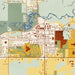 Grantsburg Wisconsin Map Print in Woodblock Style Zoomed In Close Up Showing Details
