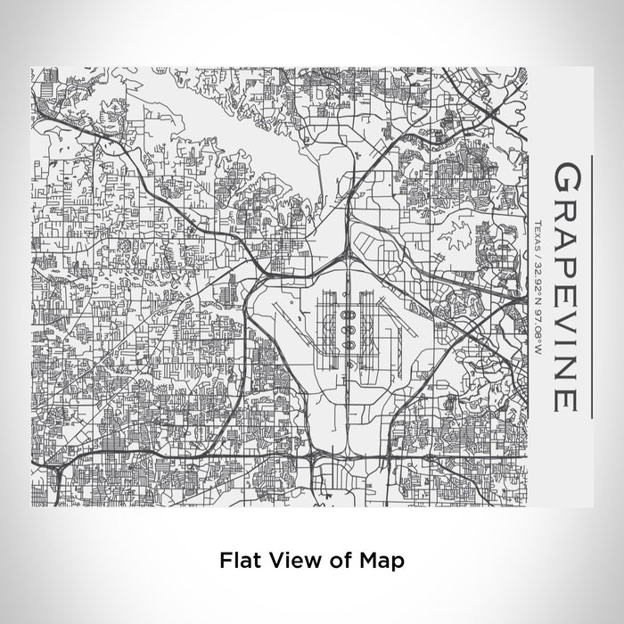 Rendered View of Grapevine Texas Map Engraving on 20oz Stainless Steel Insulated Bottle with Bamboo Top in White