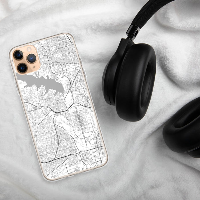 Custom Grapevine Texas Map Phone Case in Classic on Table with Black Headphones