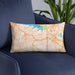 Custom Grapevine Texas Map Throw Pillow in Watercolor on Blue Colored Chair