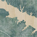 Grapevine Lake Texas Map Print in Afternoon Style Zoomed In Close Up Showing Details