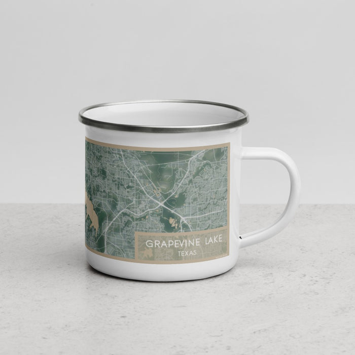 Right View Custom Grapevine Lake Texas Map Enamel Mug in Afternoon