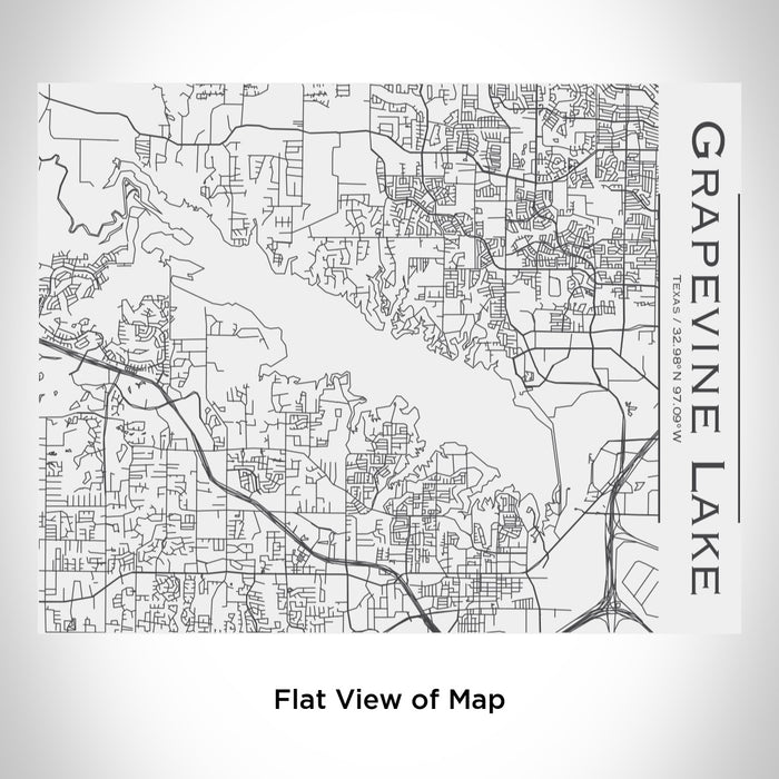 Rendered View of Grapevine Lake Texas Map Engraving on 20oz Stainless Steel Insulated Bottle with Bamboo Top in White