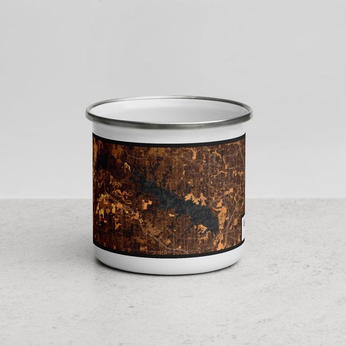 Front View Custom Grapevine Lake Texas Map Enamel Mug in Ember