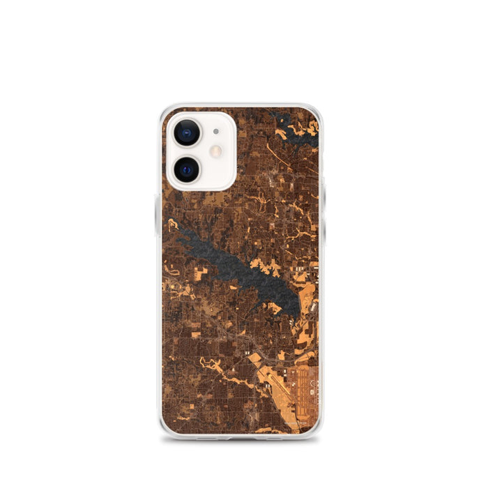 Custom Grapevine Lake Texas Map iPhone 12 mini Phone Case in Ember