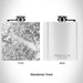 Rendered View of Grapevine Lake Texas Map Engraving on 6oz Stainless Steel Flask in White