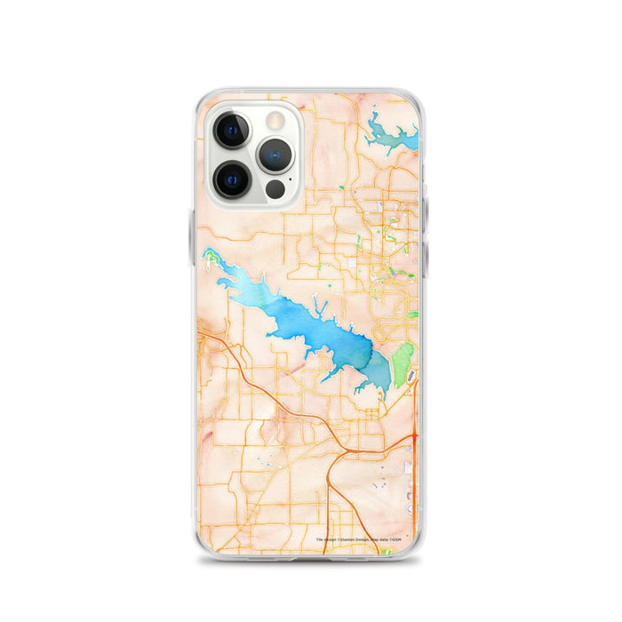 Custom Grapevine Lake Texas Map iPhone 12 Pro Phone Case in Watercolor