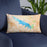 Custom Grapevine Lake Texas Map Throw Pillow in Watercolor on Blue Colored Chair