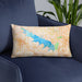 Custom Grapevine Lake Texas Map Throw Pillow in Watercolor on Blue Colored Chair