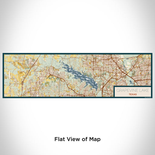 Flat View of Map Custom Grapevine Lake Texas Map Enamel Mug in Woodblock