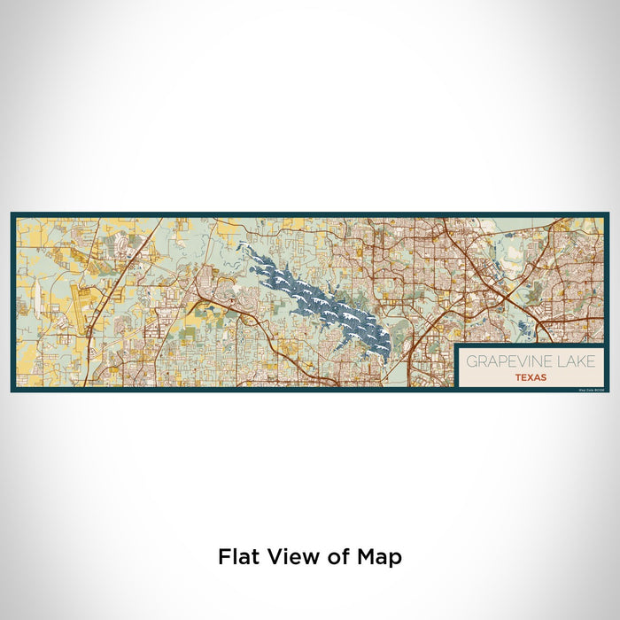 Flat View of Map Custom Grapevine Lake Texas Map Enamel Mug in Woodblock