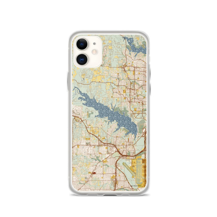 Custom Grapevine Lake Texas Map Phone Case in Woodblock
