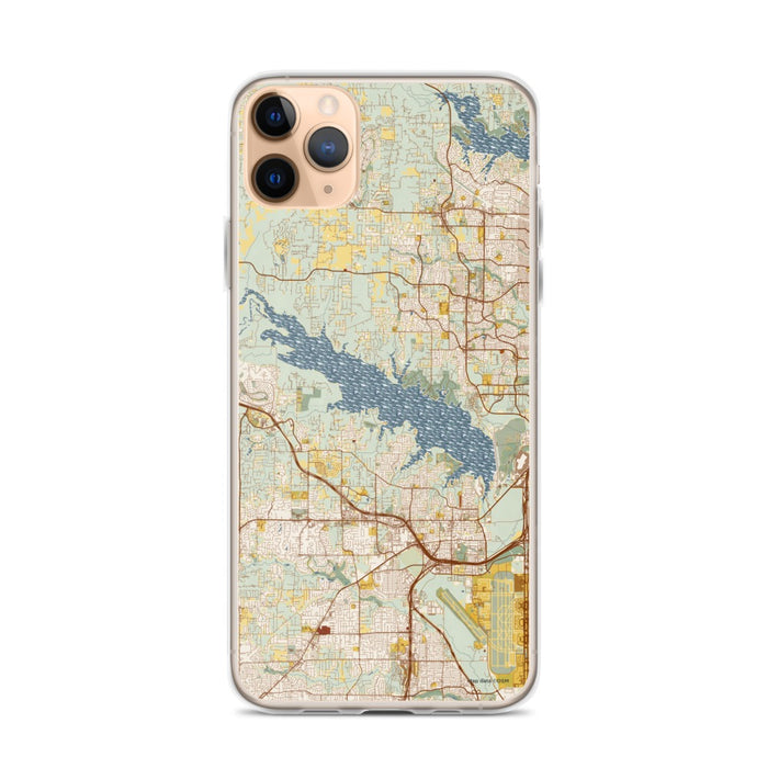 Custom Grapevine Lake Texas Map Phone Case in Woodblock