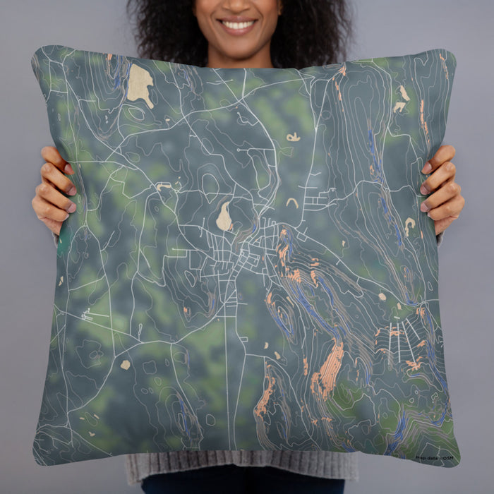 Person holding 22x22 Custom Great Barrington Massachusetts Map Throw Pillow in Afternoon
