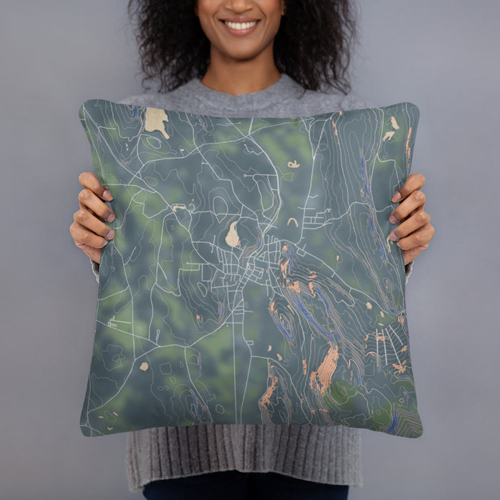 Person holding 18x18 Custom Great Barrington Massachusetts Map Throw Pillow in Afternoon