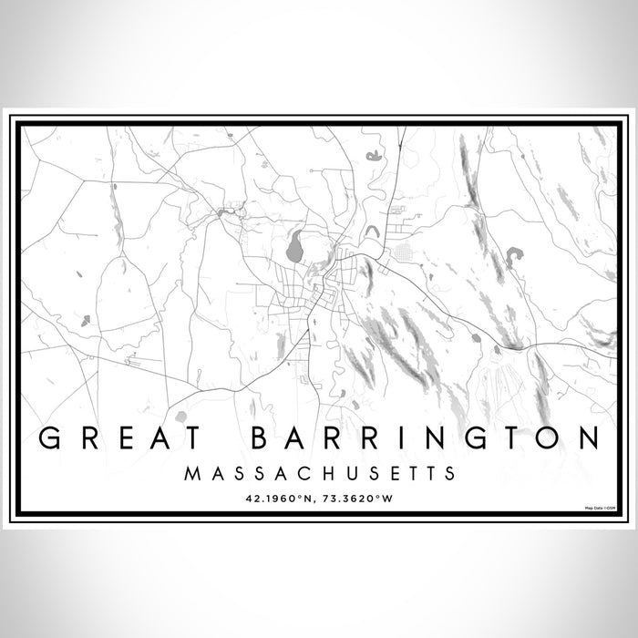 Great Barrington Massachusetts Map Print Landscape Orientation in Classic Style With Shaded Background